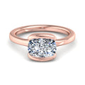 1 Carat Elongated Cushion Lab Grown Diamond Solitaire Ring in Rose Gold with East-West Bezel Setting