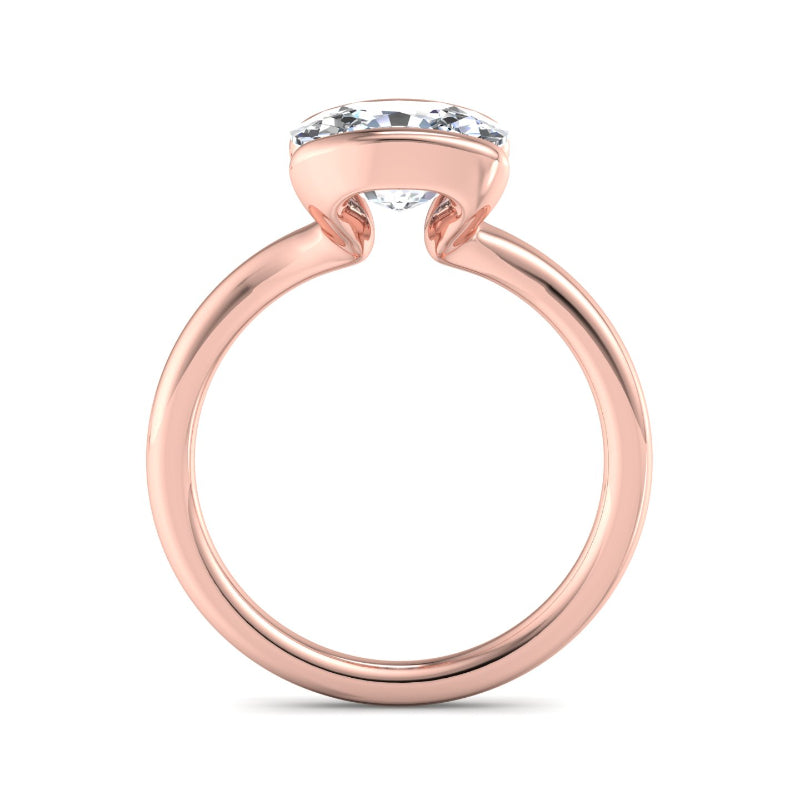 1 Carat Elongated Cushion Lab Grown Diamond Solitaire Ring in Rose Gold with East-West Bezel Setting