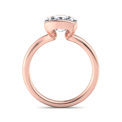 1 Carat Elongated Cushion Lab Grown Diamond Solitaire Ring in Rose Gold with East-West Bezel Setting