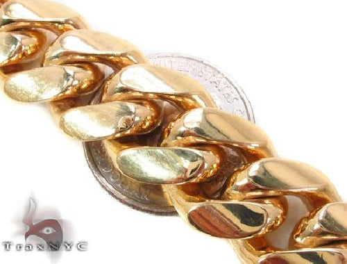 10k Yellow Gold Solid Miami Cuban Link Chain 30 Inches 15.5mm   63736