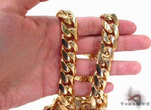 10k Yellow Gold Solid Miami Cuban Link Chain 30 Inches 15.5mm   63736