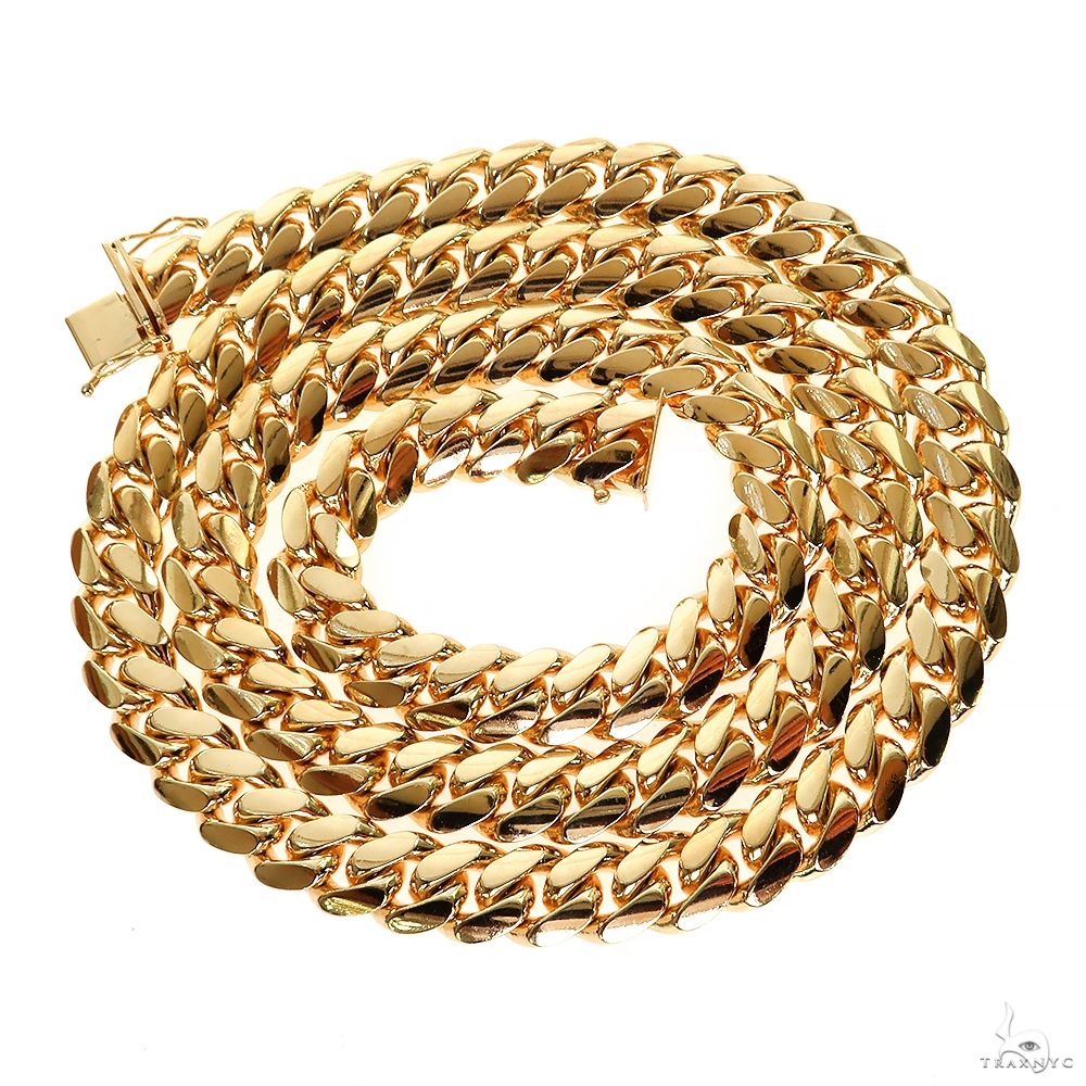 14k Solid Yellow Gold Miami Cuban Link Chain 26 Inches 10mm   32393