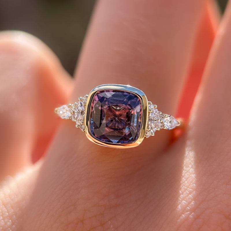 Savannah Bezel Ring I 2.17ct Purple Cushion Sapphire