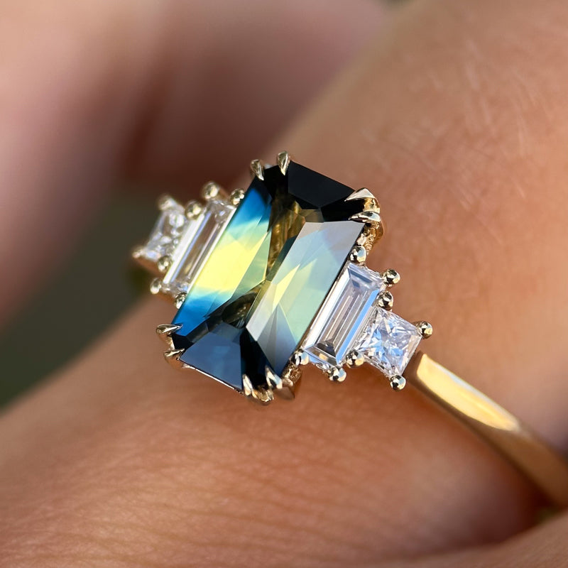 Amelia Ring I 1.03ct Teal/Yellow Sapphire