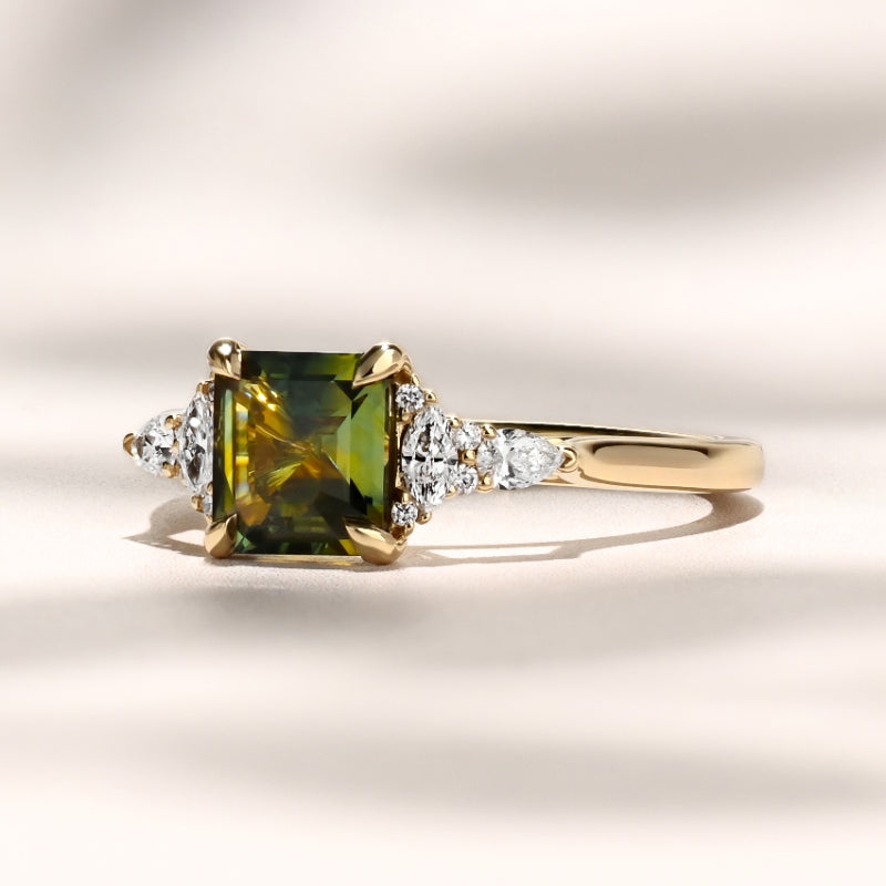 Savannah Ring I 1.55ct Asscher Teal Sapphire