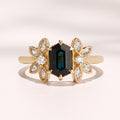 Deco Butterfly Ring I 1.51ct Hexagon Australian Teal Sapphire