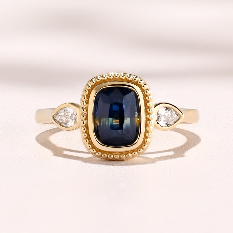 Linden Ring I 2.12ct Long Cushion Blue Sapphire