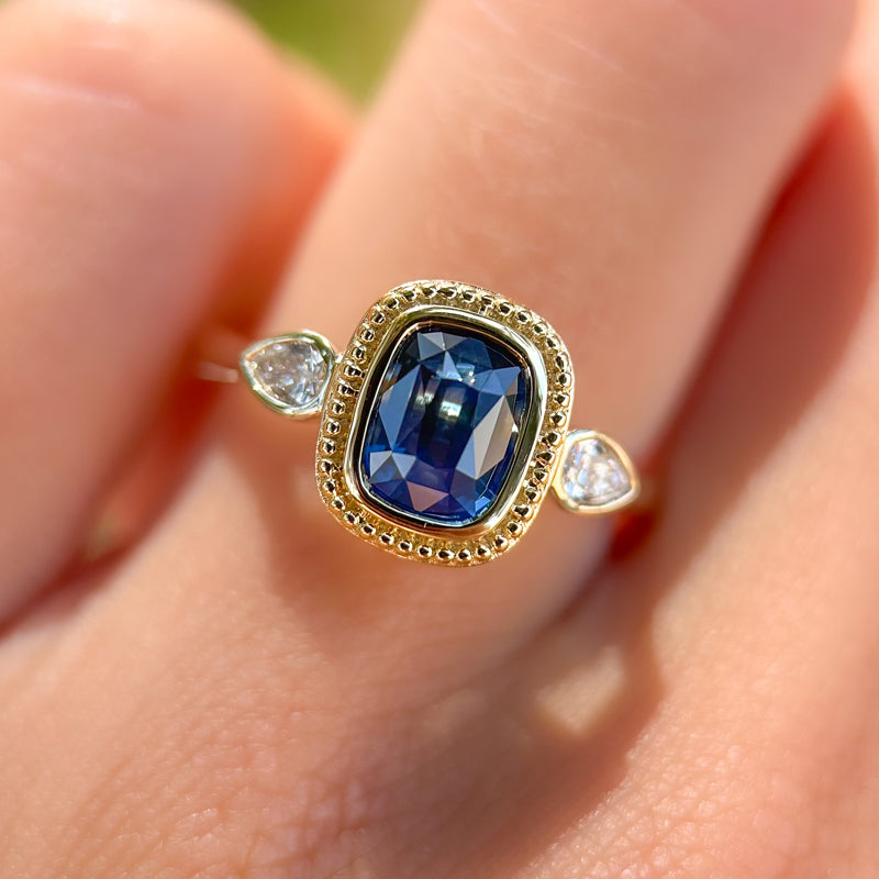 Linden Ring I 2.12ct Long Cushion Blue Sapphire