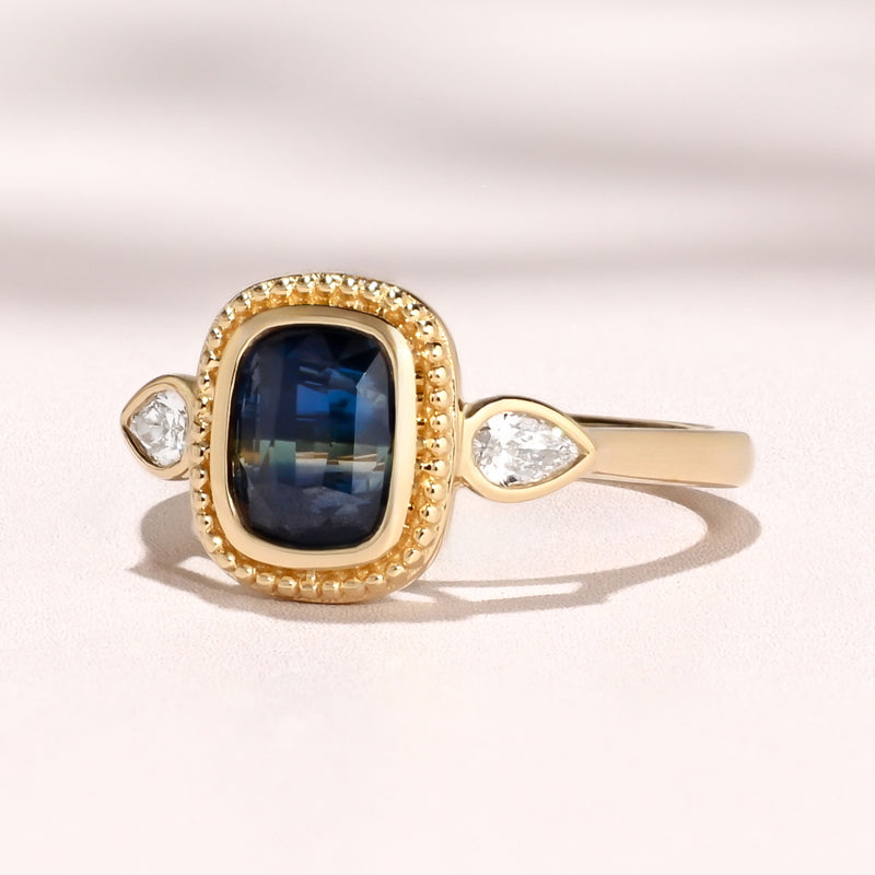 Linden Ring I 2.12ct Long Cushion Blue Sapphire