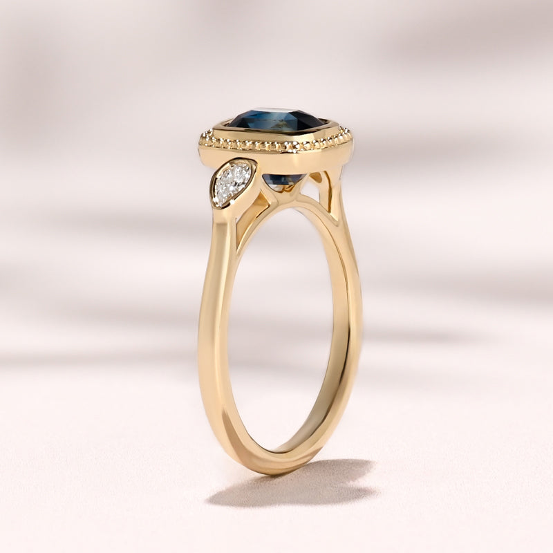 Linden Ring I 2.12ct Long Cushion Blue Sapphire