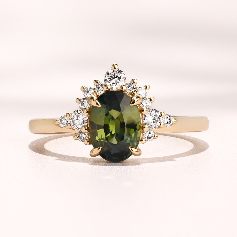 Splendor Ring I 1.55ct Oval Teal Sapphire