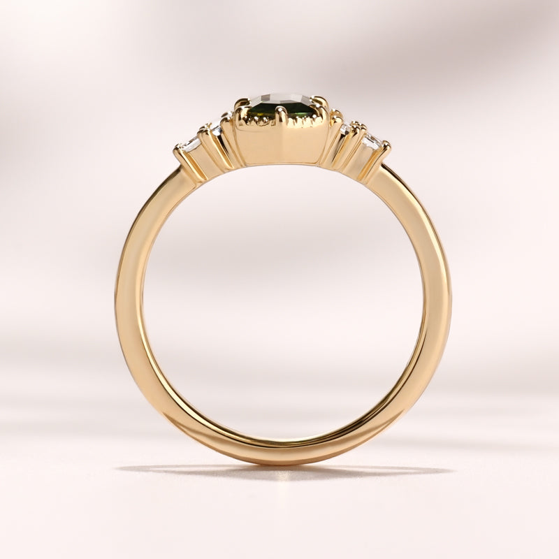 Deco Amelia Ring I 1.12ct Hexagon Green Sapphire