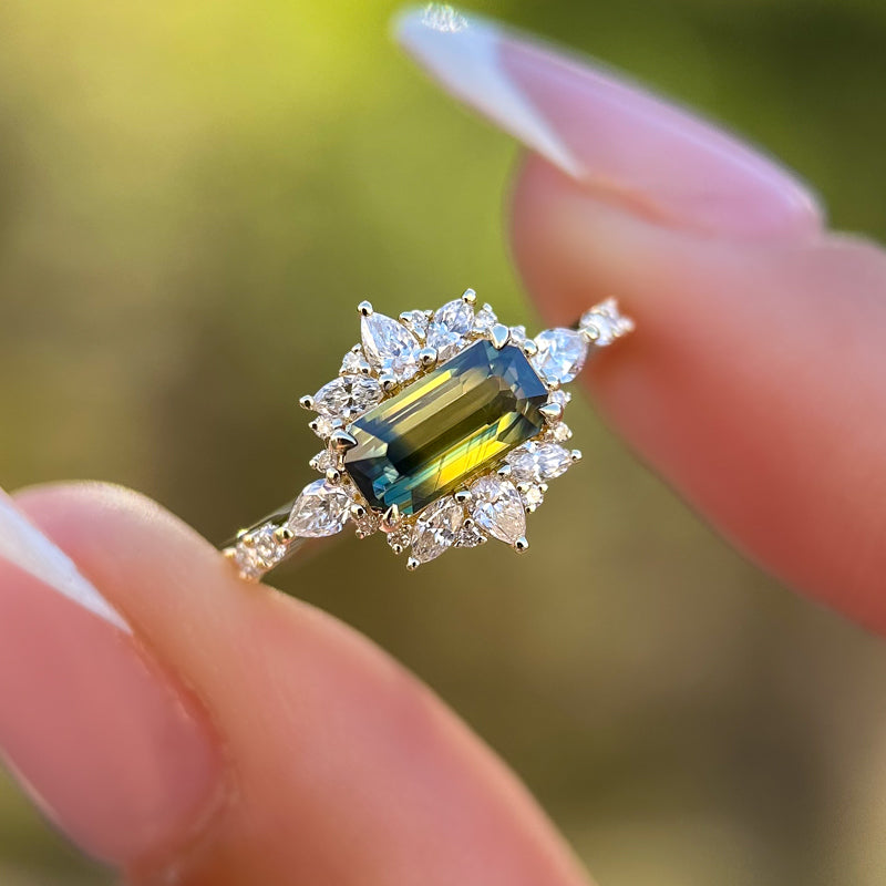Serenade Ring I 1.07ct Bi-color Rectangular Sapphire
