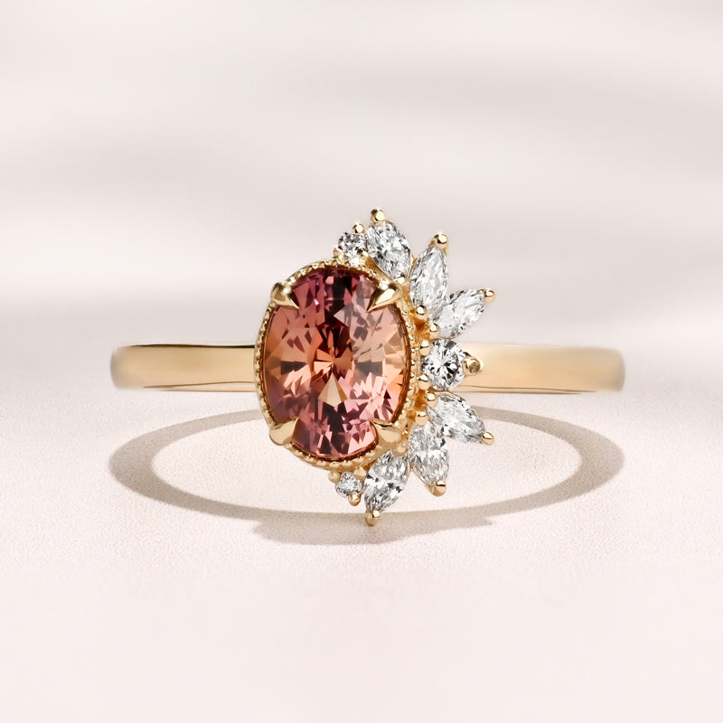 Floret Ring I 1.63ct Oval Brown Sapphire