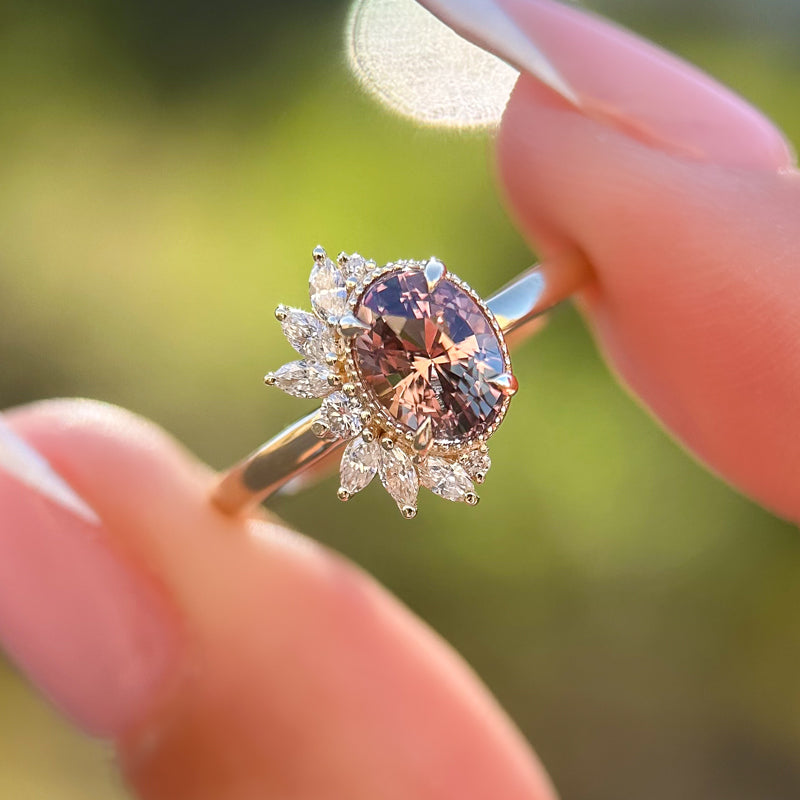 Floret Ring I 1.63ct Oval Brown Sapphire