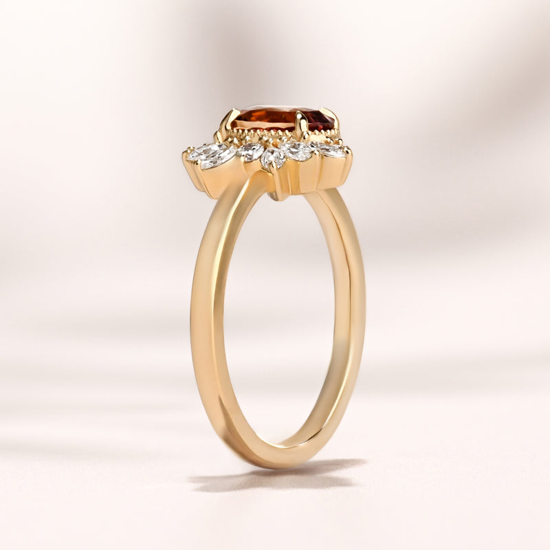Floret Ring I 1.63ct Oval Brown Sapphire