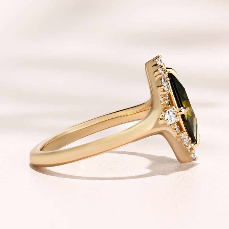 Elysia Ring I 0.97ct Lozenge Shape Green Sapphire