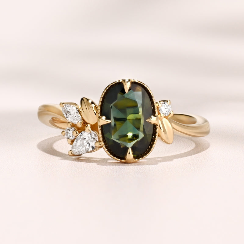 Veridia Ring I 1.39ct Oval Rose Teal Sapphire
