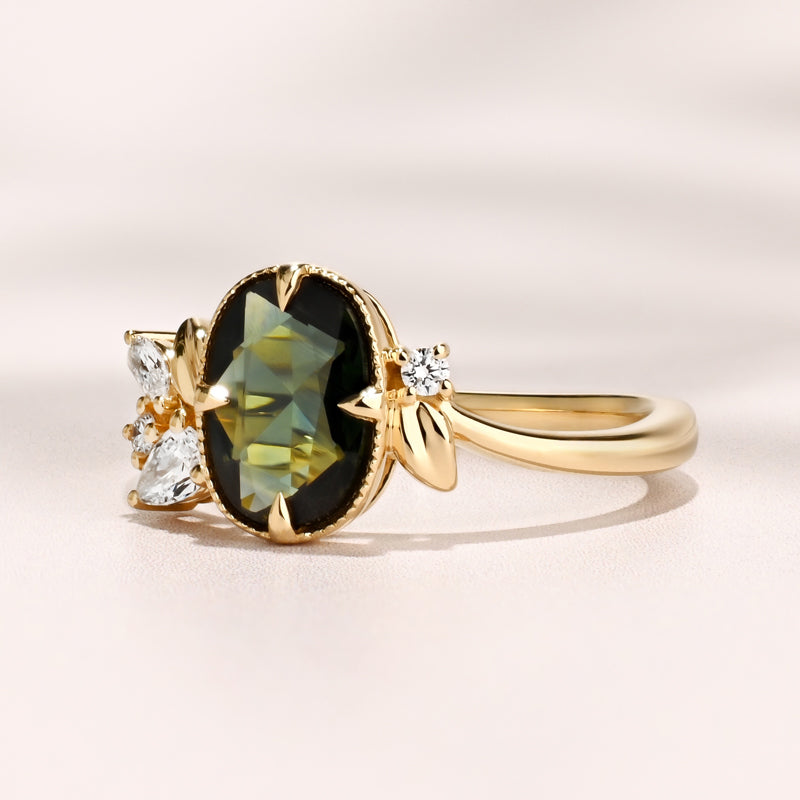 Veridia Ring I 1.39ct Oval Rose Teal Sapphire