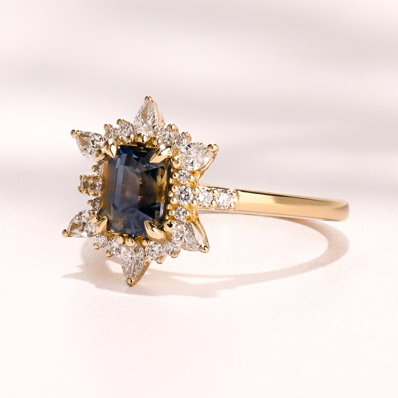 Lotus Light Ring I 1.53ct Teal Sapphire