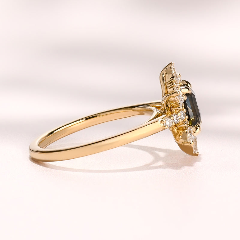 Lotus Light Ring I 1.53ct Teal Sapphire
