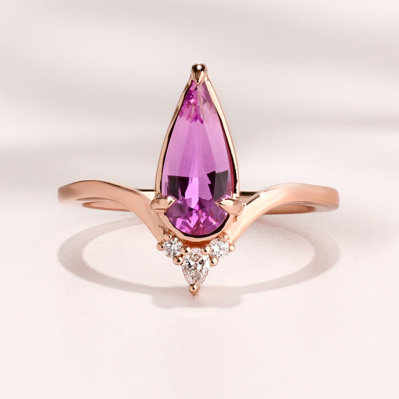 Avalon Ring I 1.24 Long Pear Pink Sapphire