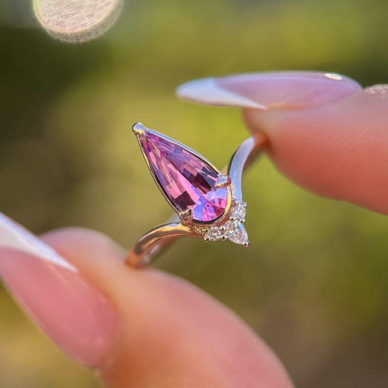 Avalon Ring I 1.24 Long Pear Pink Sapphire