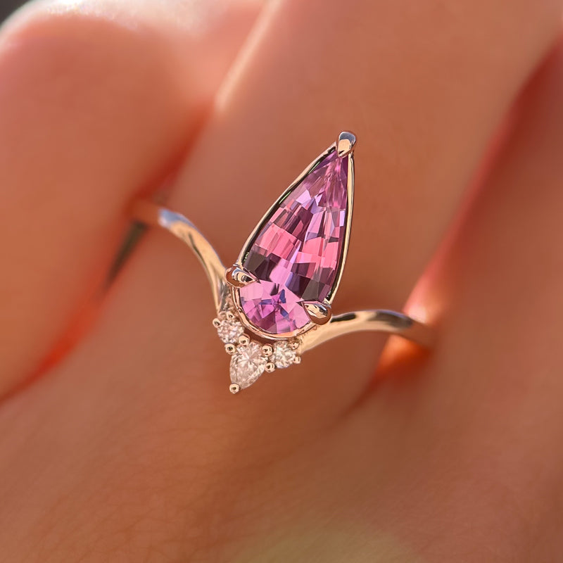 Avalon Ring I 1.24 Long Pear Pink Sapphire