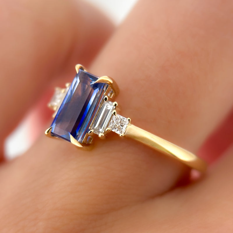 Profile Amelia Ring: 1.30ct Rectangular Ceylon Sapphire