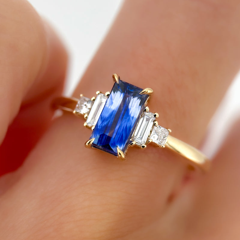 Profile Amelia Ring: 1.30ct Rectangular Ceylon Sapphire