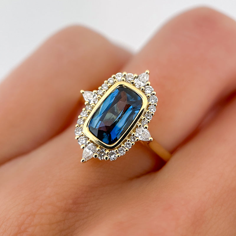 Regalia Ring | 1.76ct Long Cushion Blue Sapphire