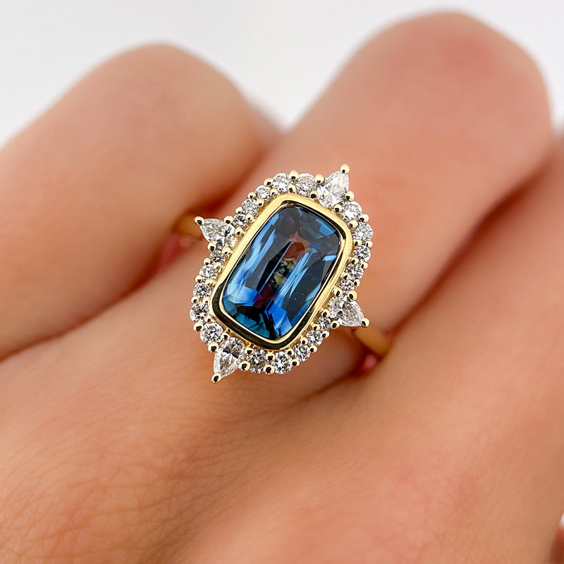 Regalia Ring | 1.76ct Long Cushion Blue Sapphire
