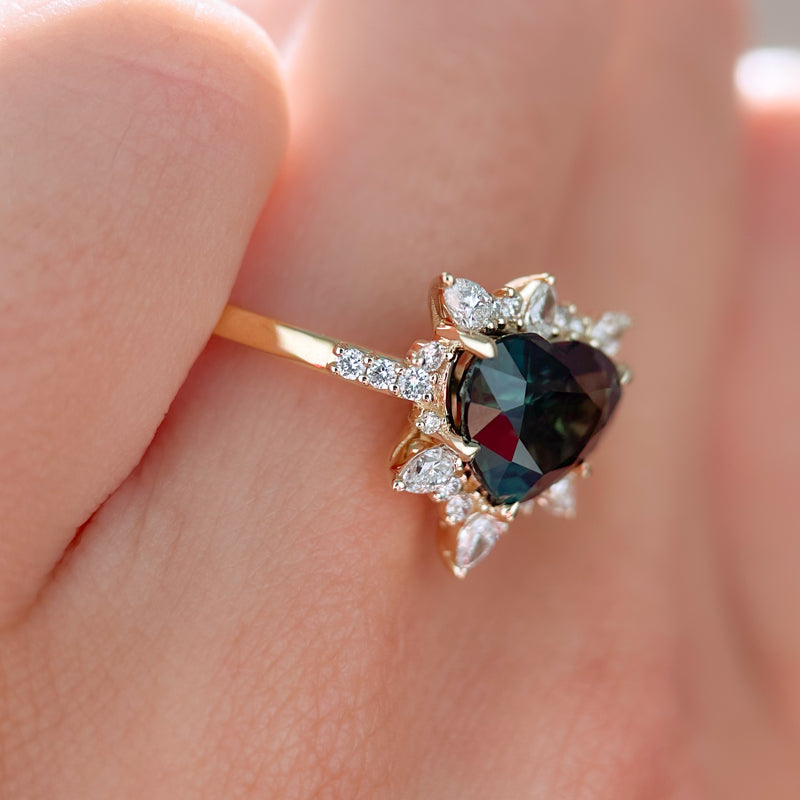 Astra Ring | 3.75ct Heart Shape Green Sapphire