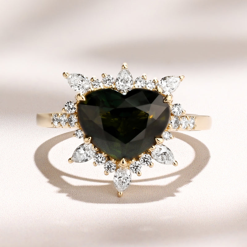 Astra Ring | 3.75ct Heart Shape Green Sapphire
