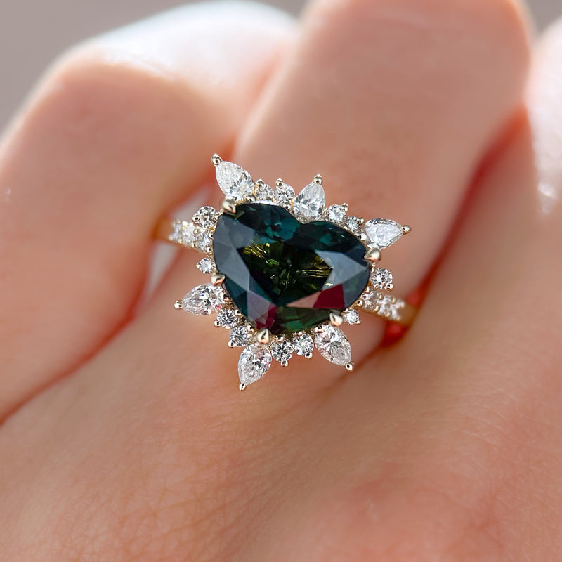 Astra Ring | 3.75ct Heart Shape Green Sapphire