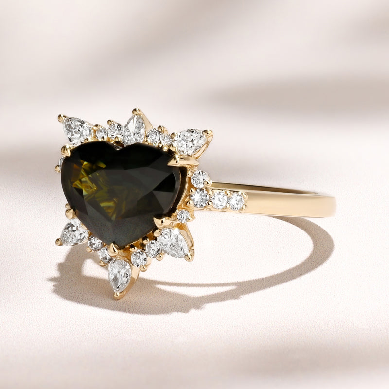 Astra Ring | 3.75ct Heart Shape Green Sapphire