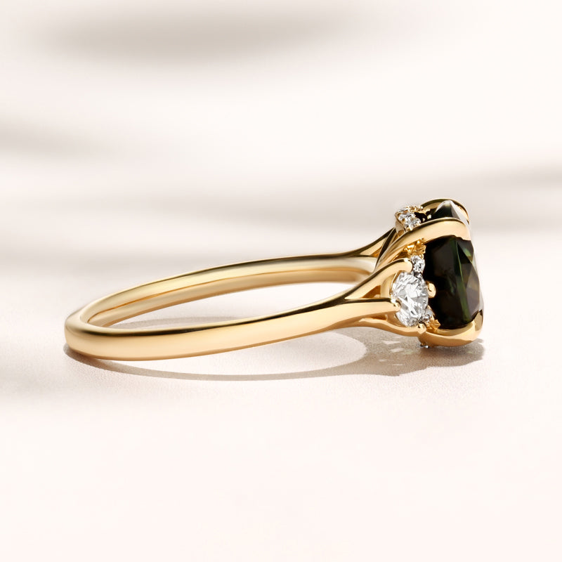 Triplicity Ring | 3.14ct Round Green Sapphire