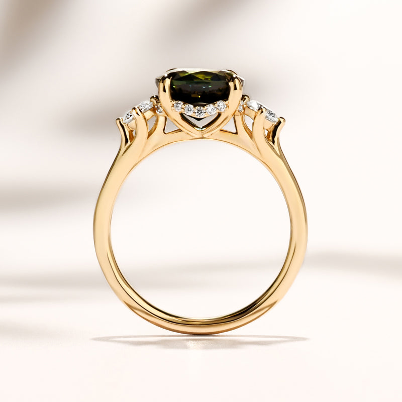 Triplicity Ring | 3.14ct Round Green Sapphire