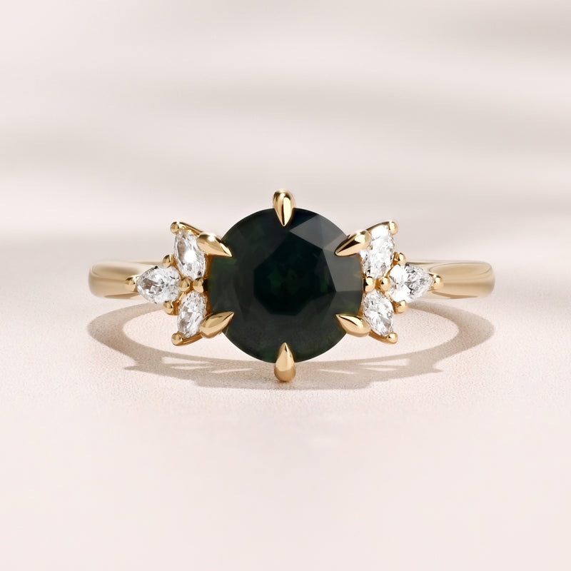 Soleil Ring | 1.82ct Round Green Sapphire