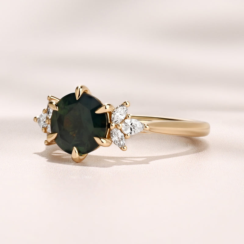 Soleil Ring | 1.82ct Round Green Sapphire