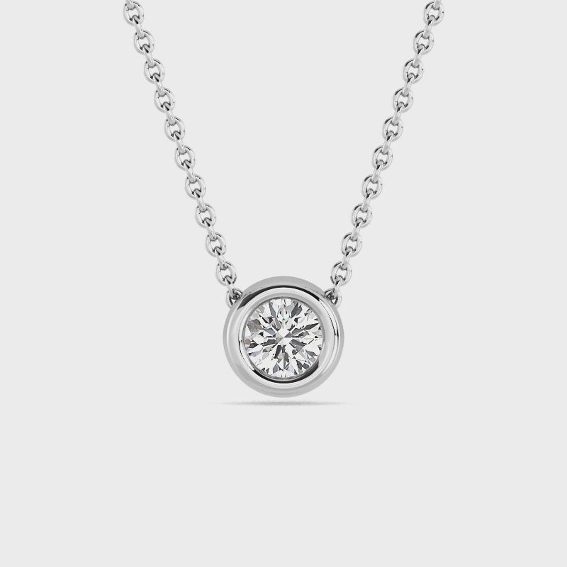 Sterling Silver Round 1/4ct Lab Grown Diamond Bezel Solitaire Pendant