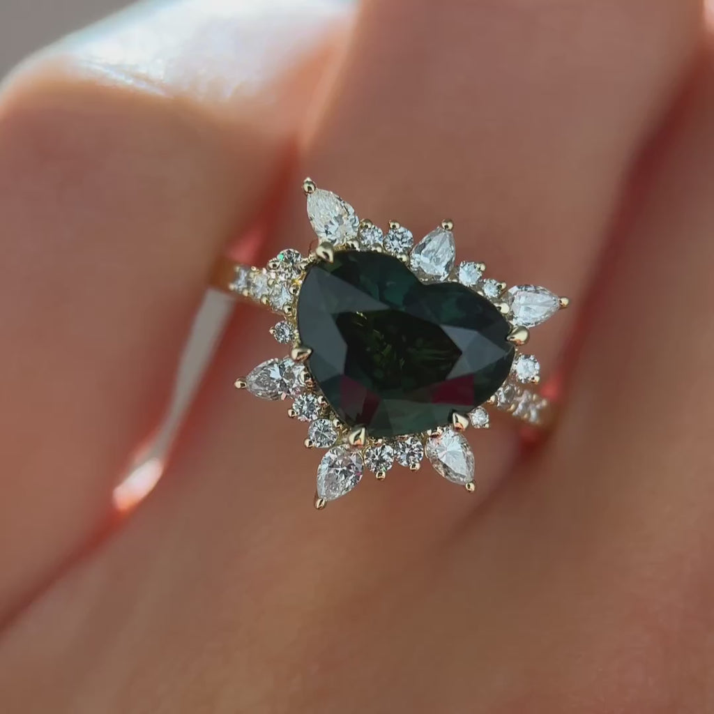 Astra Ring | 3.75ct Heart Shape Green Sapphire