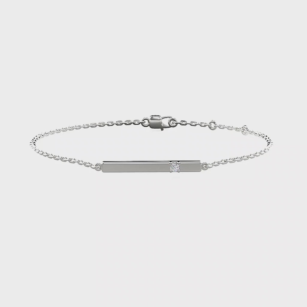 Elegant Sterling Silver Diamond Bar Bracelet