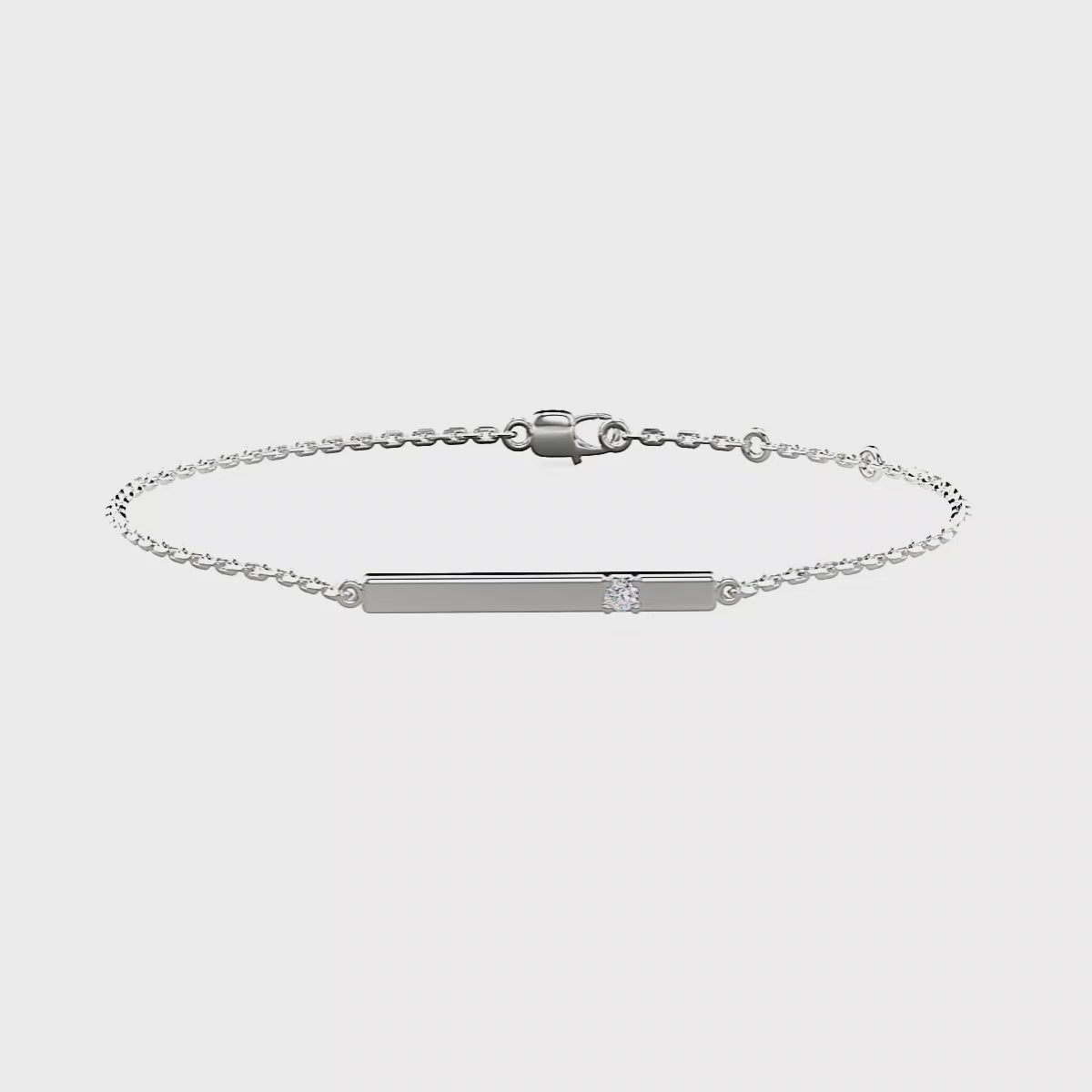 Elegant Sterling Silver Diamond Bar Bracelet