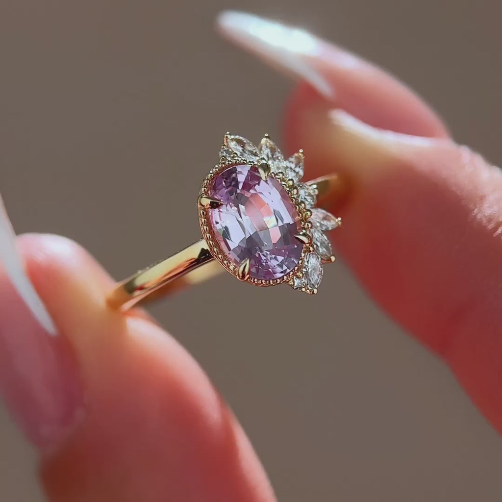 Floret Ring | 1.52ct Oval Pink Sapphire