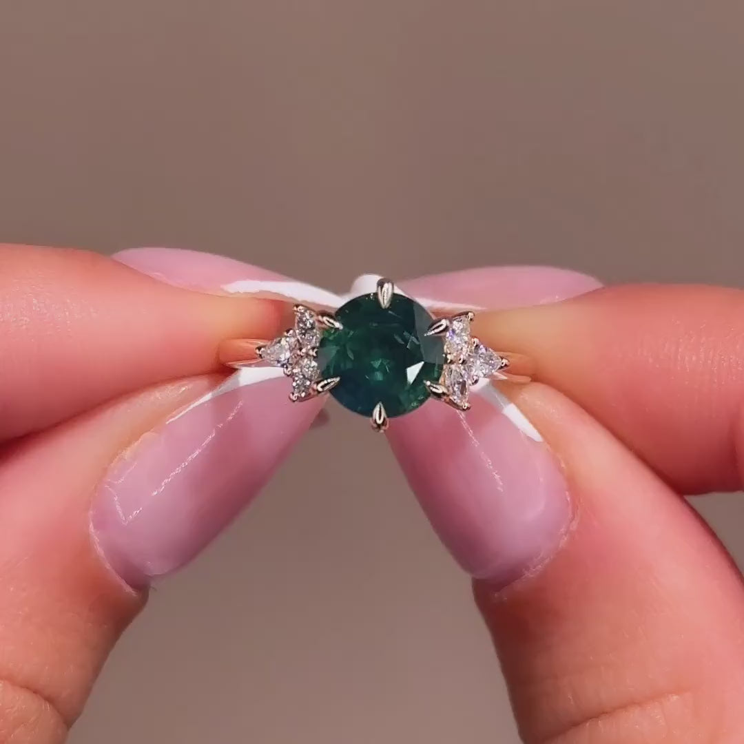 Soleil Ring | 1.82ct Round Green Sapphire