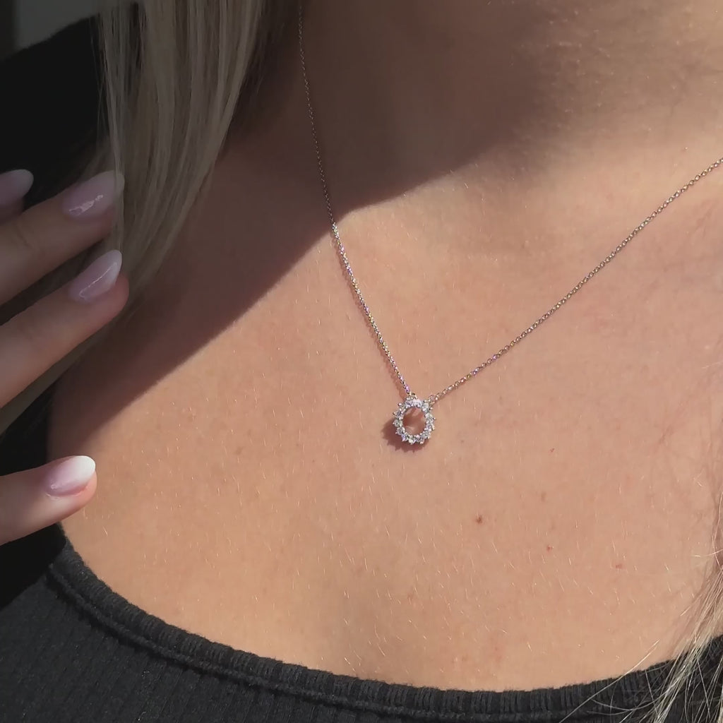 Sterling Silver 1/5ctw Lab Grown Diamond Open Circle Pendant
