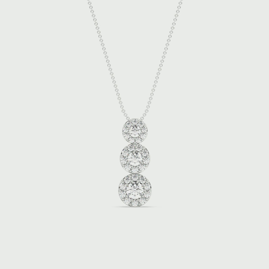 Sterling Silver Drops of Light Lab Grown Diamond Halo Pendant 1/5ctw
