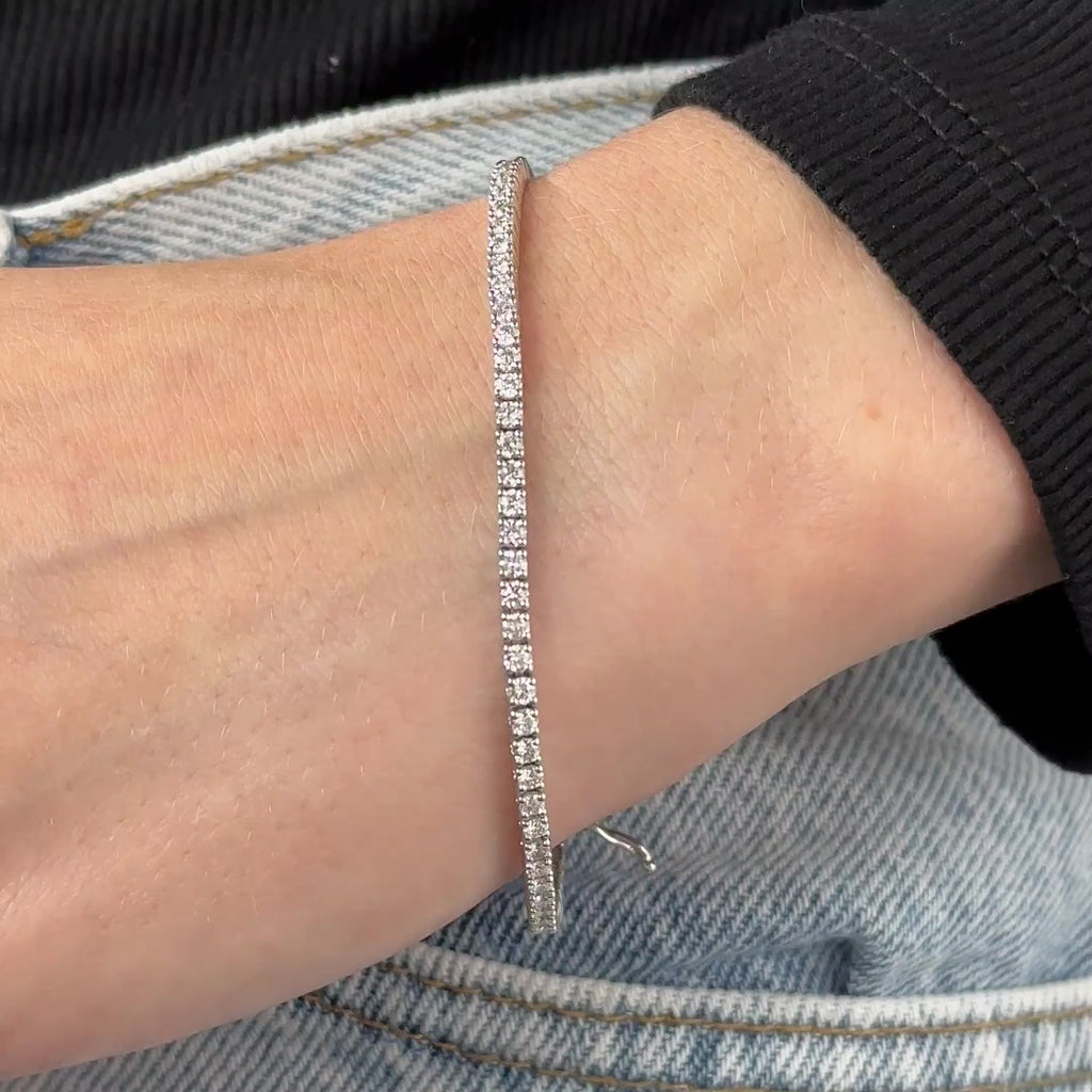 3 Carat Total Weight Lab-Grown Diamond Tennis Bracelet in 14k White Gold