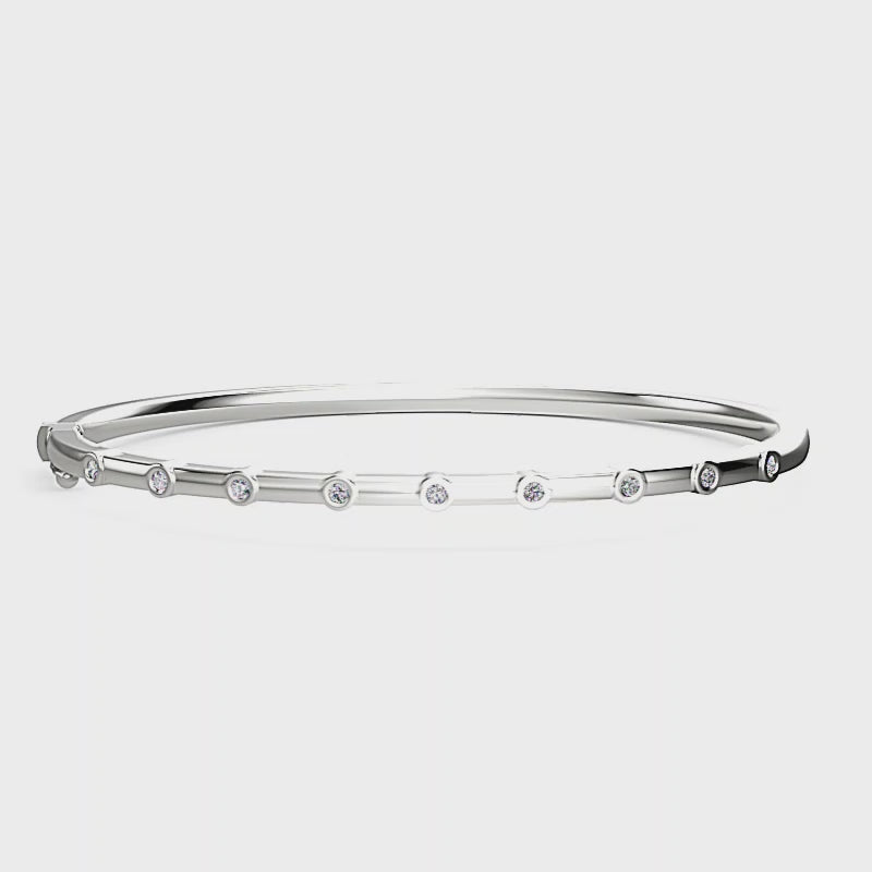 Elegant Silver Starlight Diamond Bangle with Sparkling Accents